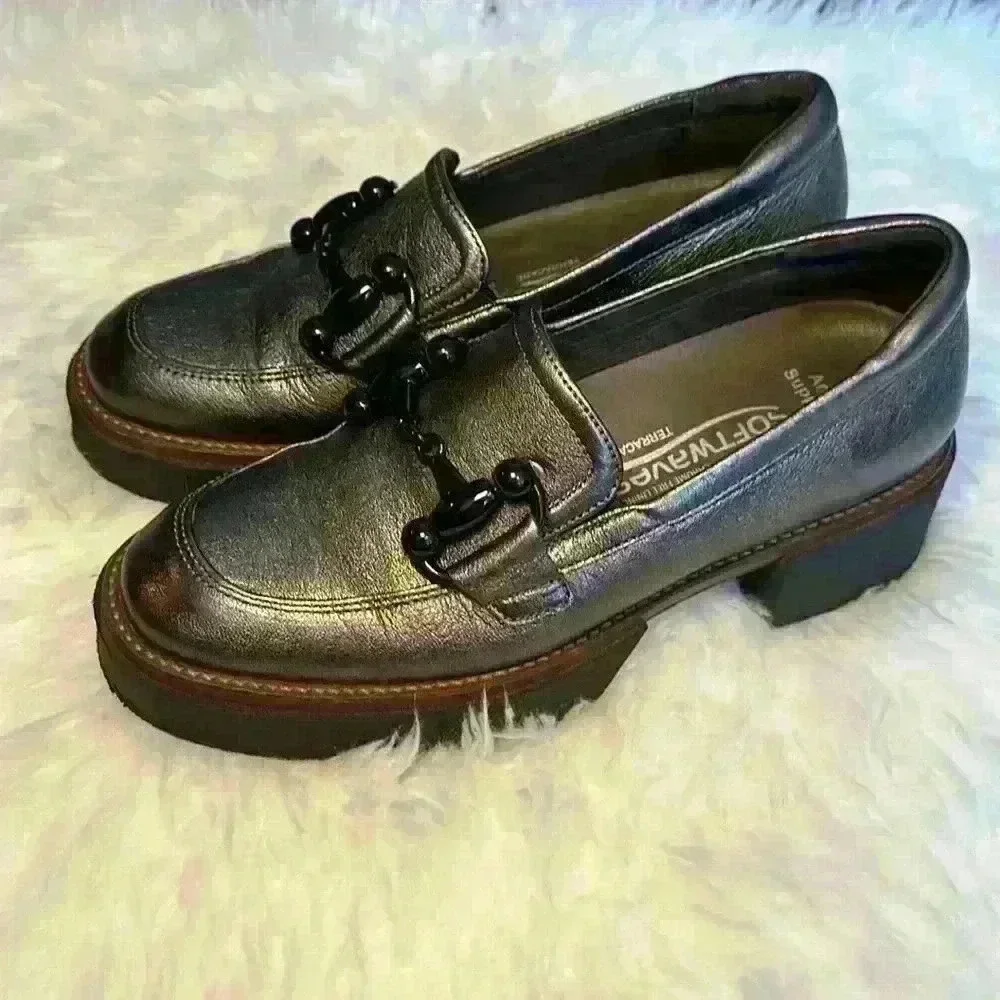 Softwaves BRINA Loafer in PEWTER Lug Sole Slip On Womens Size 38.5